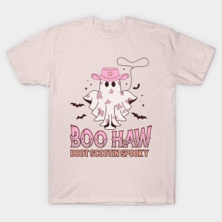 Boo Haw Cowgirl Boot Scootin Spooky Funny Western Halloween T-Shirt